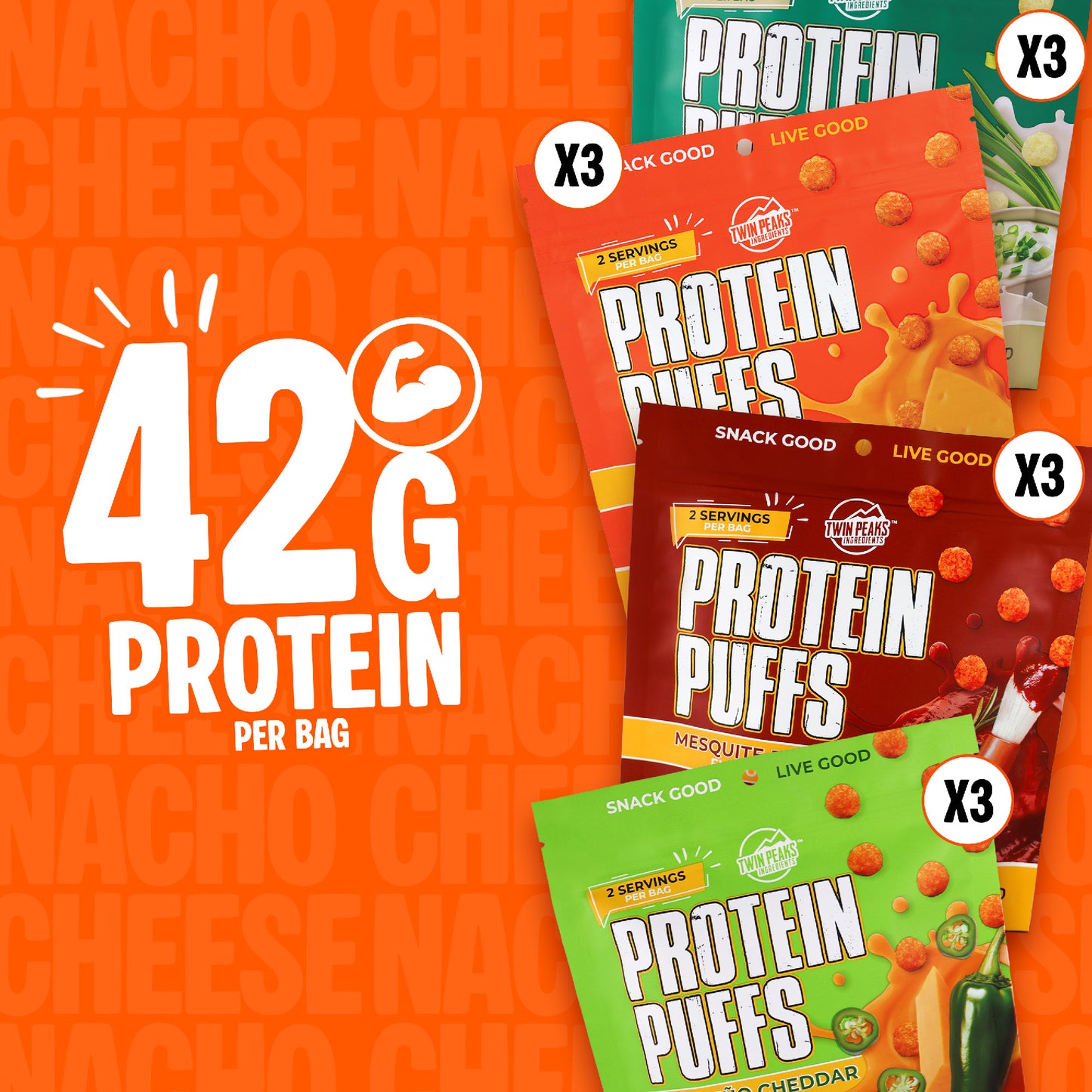 Protein Puffs 12-Pack (3 of Each)