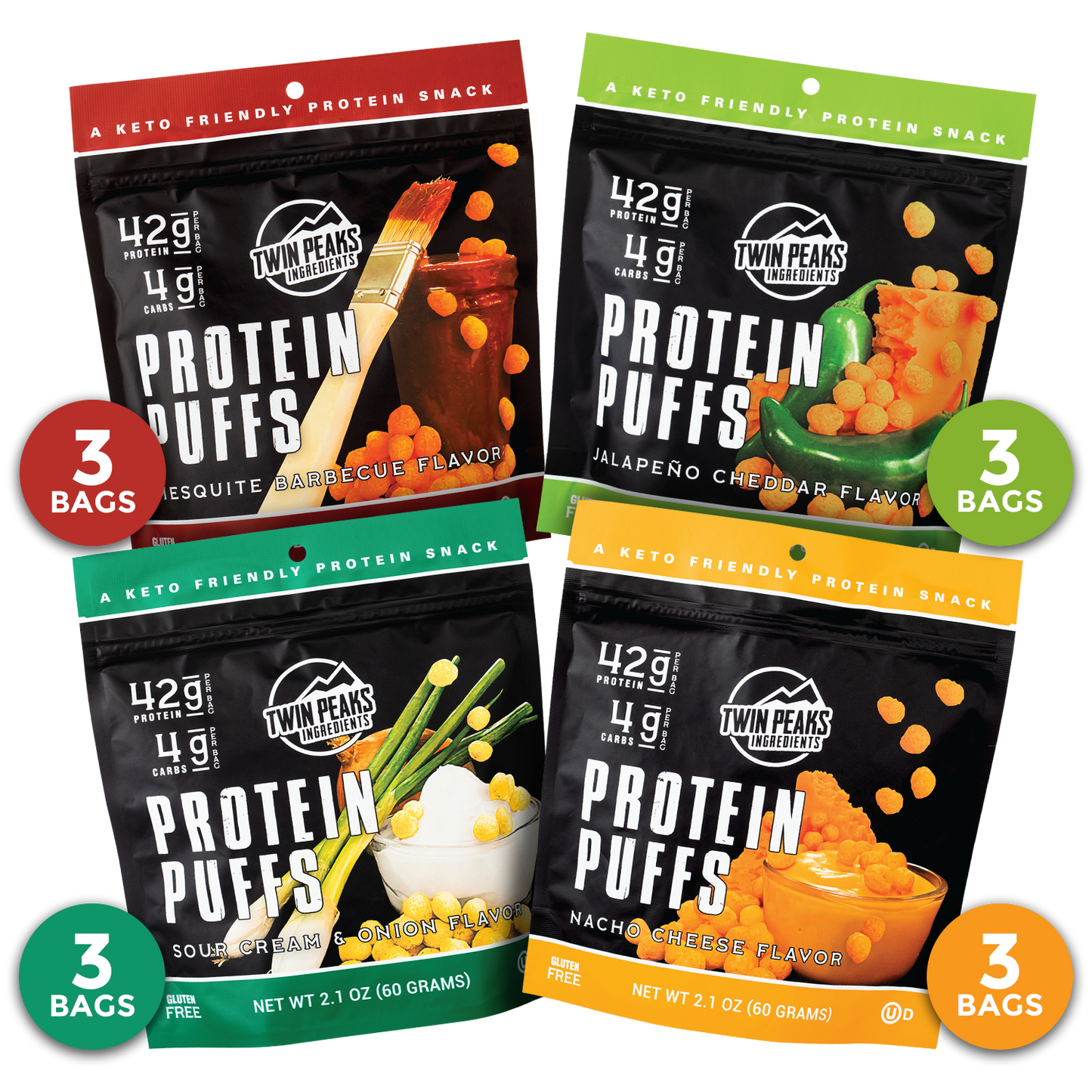 Protein Puffs 12-Pack (3 of Each)