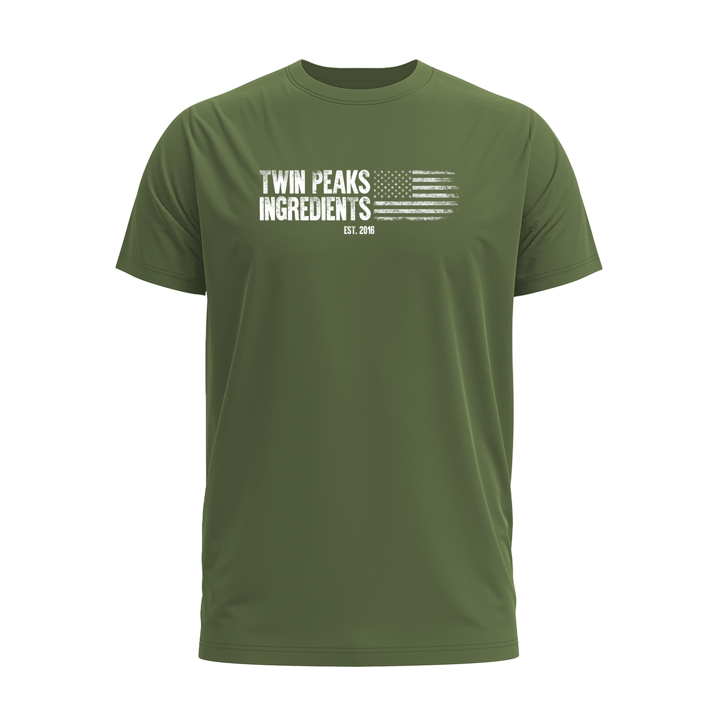 Twin Peaks American Flag Tee - Military Green