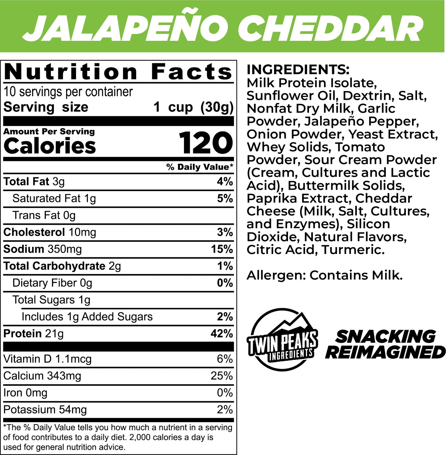Jalapeno Cheddar Nutrition Facts & Ingredients