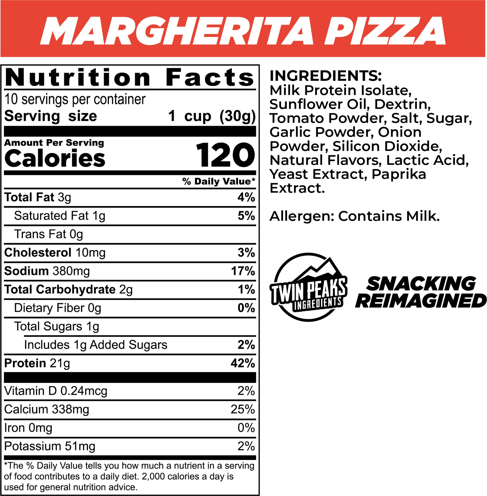 Margherita Pizza Protein Puff Nutrition Facts