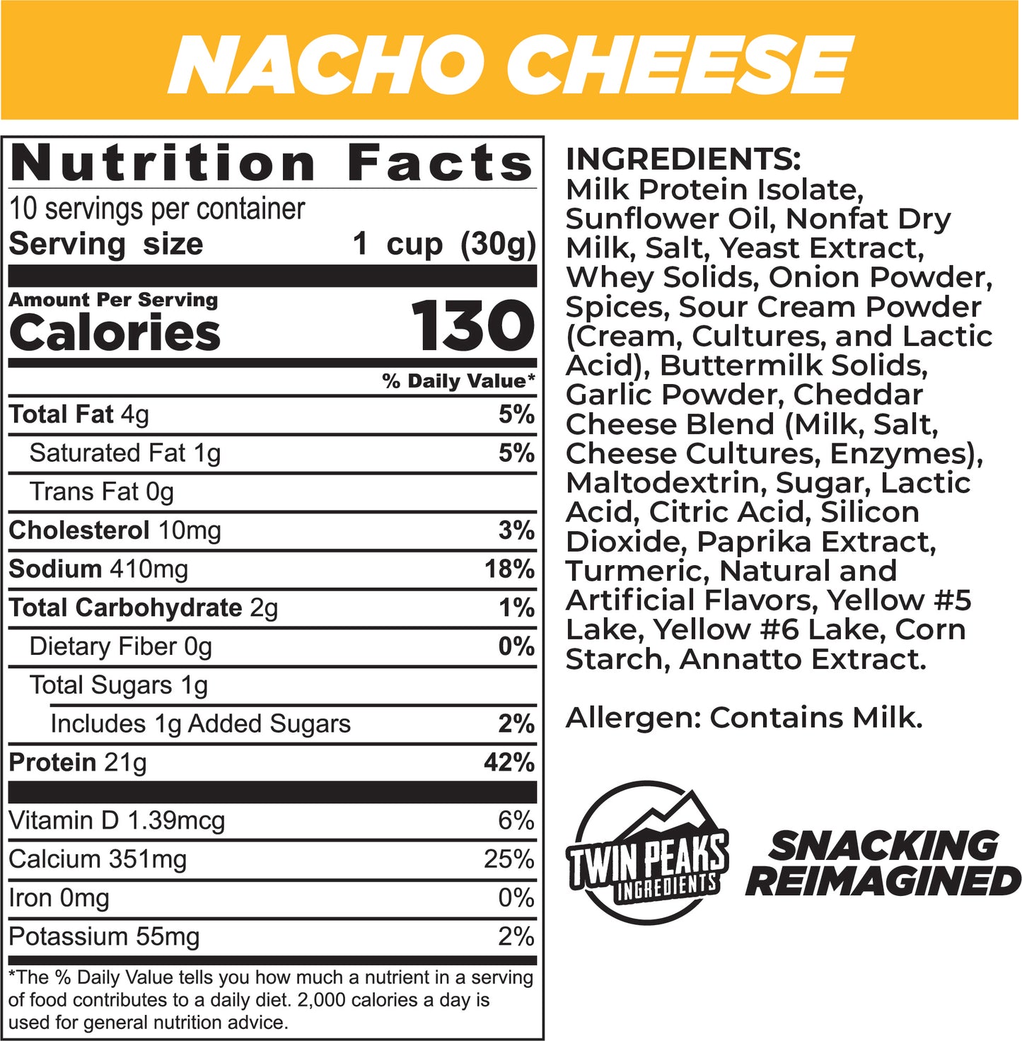 Nacho Cheese Nutrition Facts & Ingredients