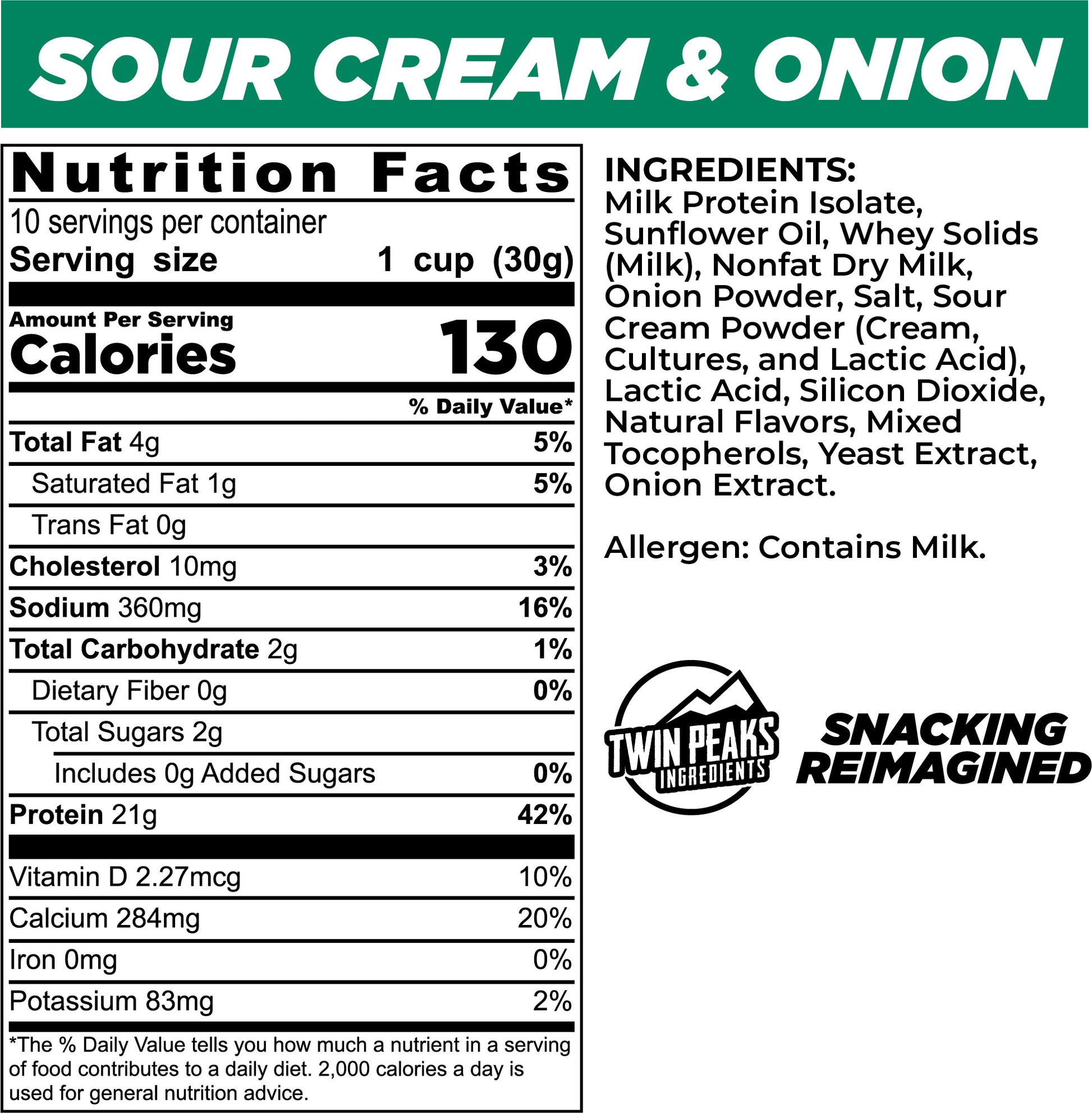 Sour Cream & Onion Nutrition facts and Ingredients 